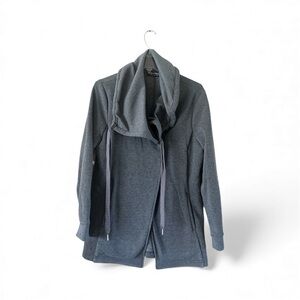 Bagatelle Collection Gray Cowl Neck Women's Fleece Open Cardigan Size M Cowl Tie